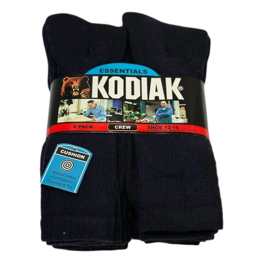 Kodiak Comfort Crew Socks‎ Mens  6 Pak KING SIZE Dark Blue 12-16  XL BIG